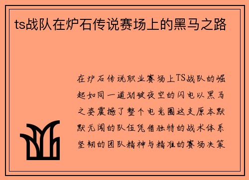 ts战队在炉石传说赛场上的黑马之路