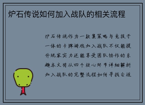 炉石传说如何加入战队的相关流程